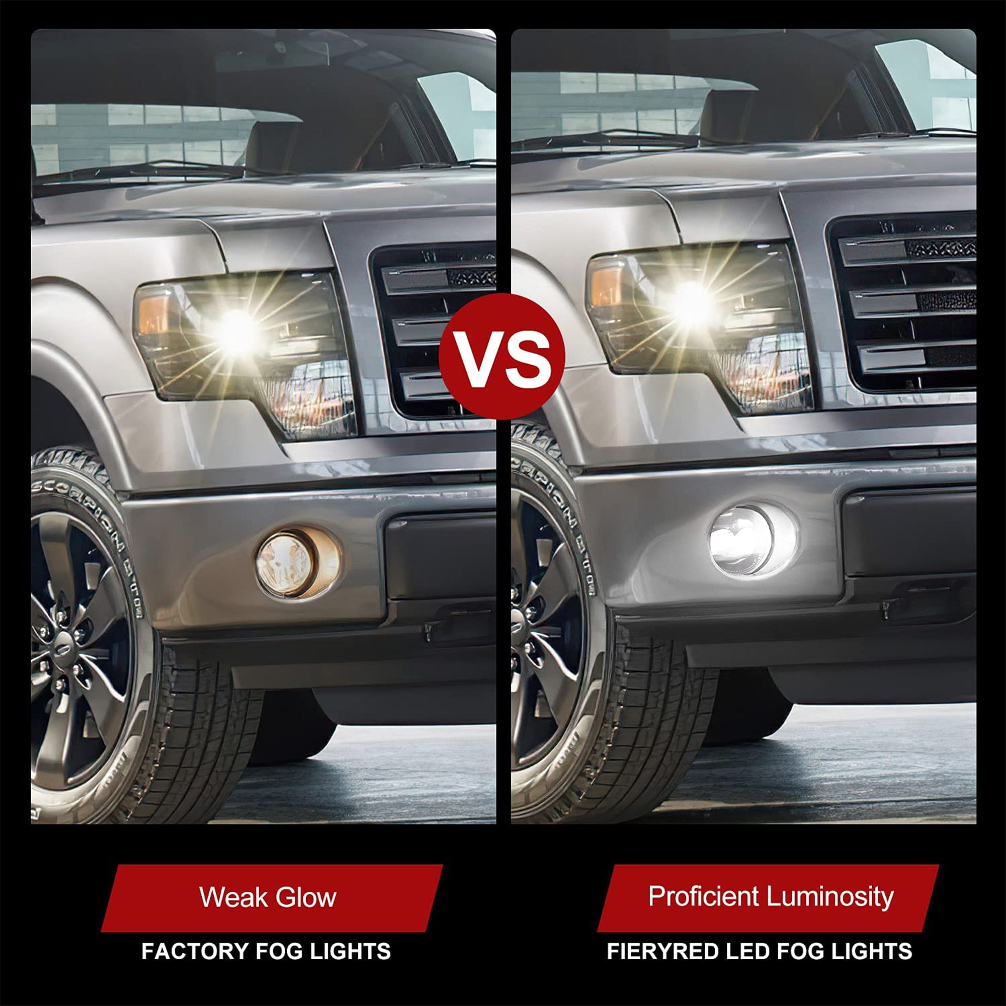 Fieryred LED Fog Light, Compatible with 2011-2014 Ford F150, Bumper Placement