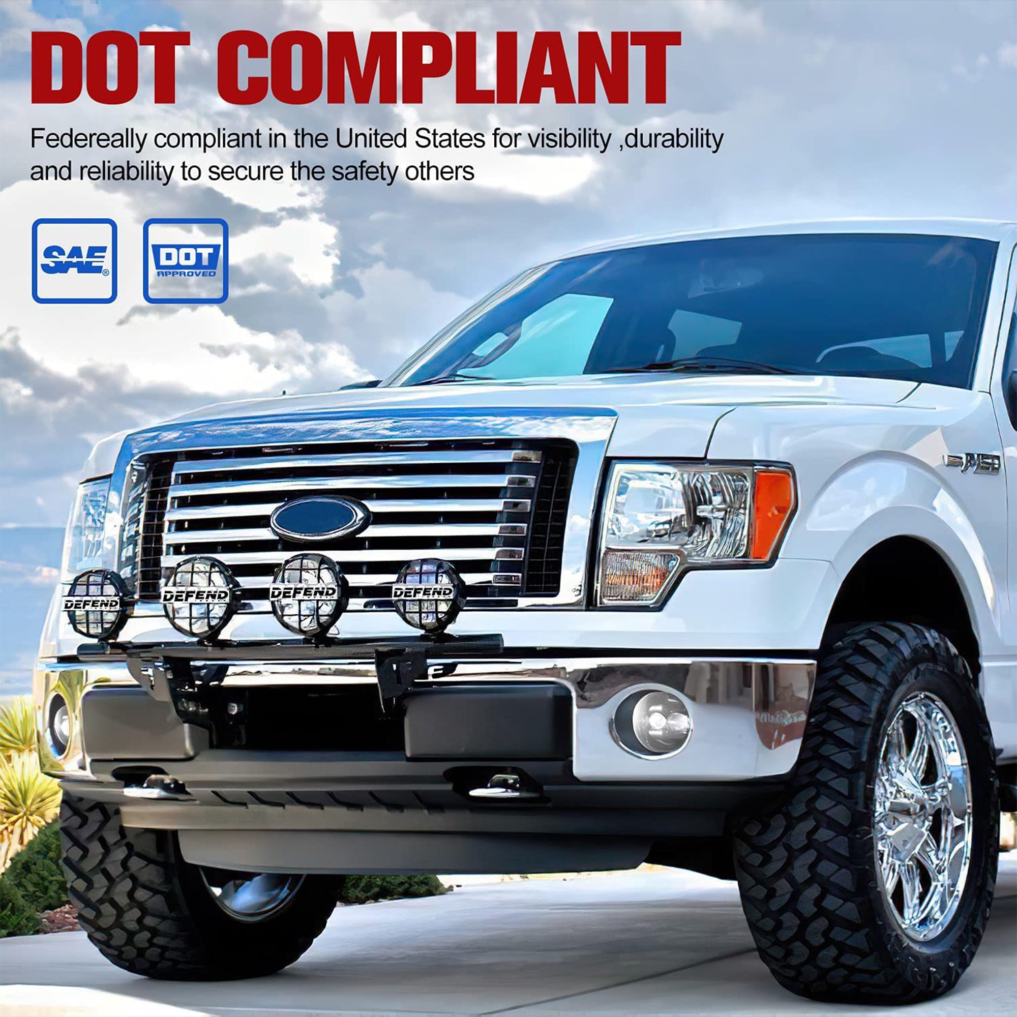 Fieryred LED Fog Light, Compatible w/11-14 Ford F150, Bumper Placement(Open Box) - VMInnovations