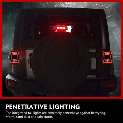 FieryRed LED Brake Running Tail Lights for Jeep Wrangler (2 Pack) (For Parts)