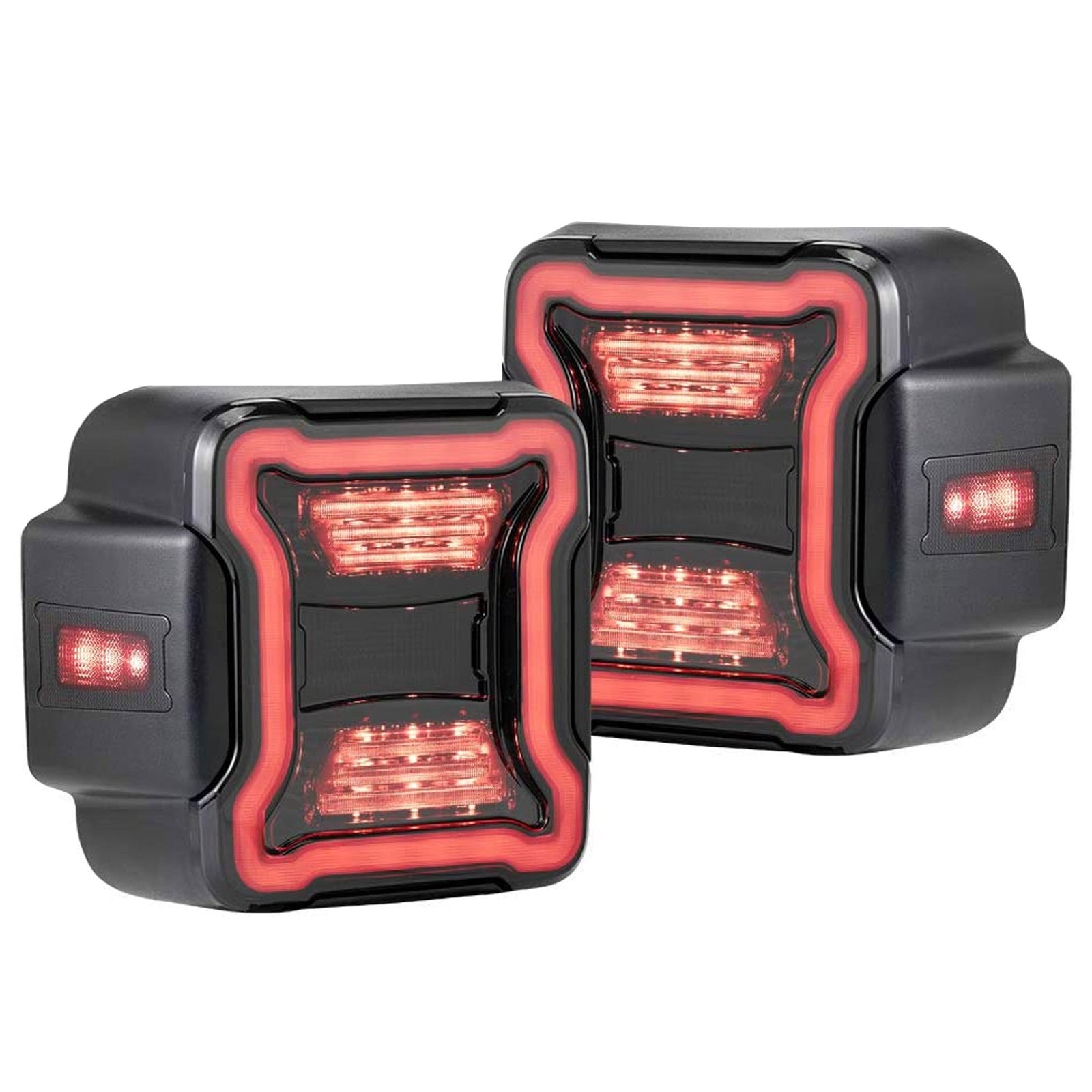 FieryRed Red LED Brake Reverse Running Tail Lights for Jeep Wrangler (2 Pack) - VMInnovations