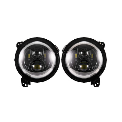 Fieryred 9" LED Halo Angel Eyes Headlights, Compatible w/ Wrangler JL 2018-2021