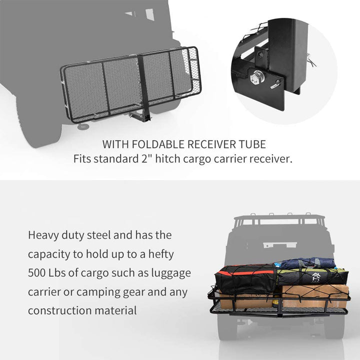 Fieryred Folding Steel Mesh Cargo Carrier Luggage Basket with 500 Pound Capacity