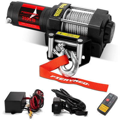 FieryRed 13000 Lb Load Capacity Electric Steel Cable Winch Kit for Truck and SUV