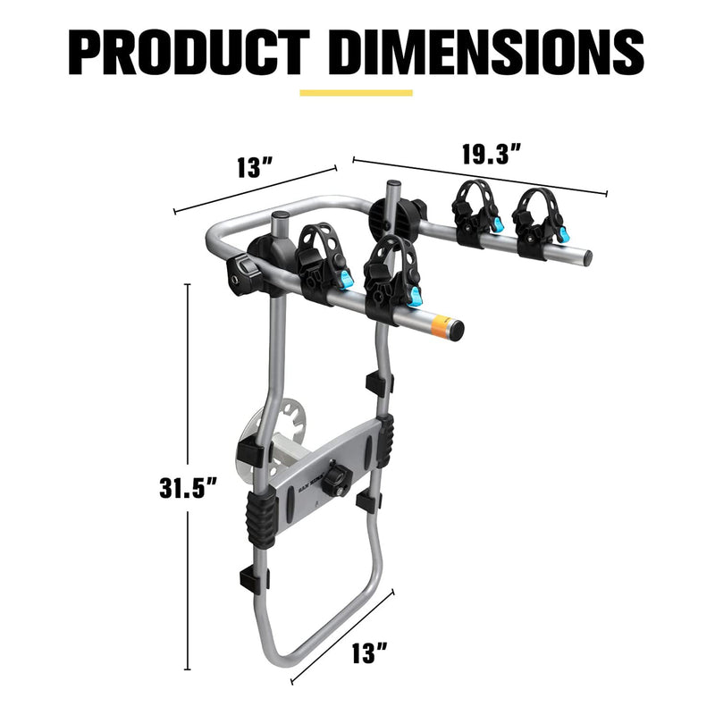 Fieryred 2 Bike Adjustable Bolt On Spare Tire Rack with 75lb Capacity (Open Box)