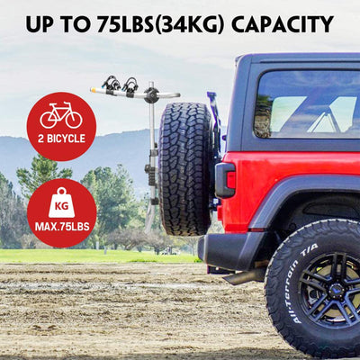 Fieryred 2 Bike Adjustable Bolt On Spare Tire Rack with 75 Pound Capacity (Used)