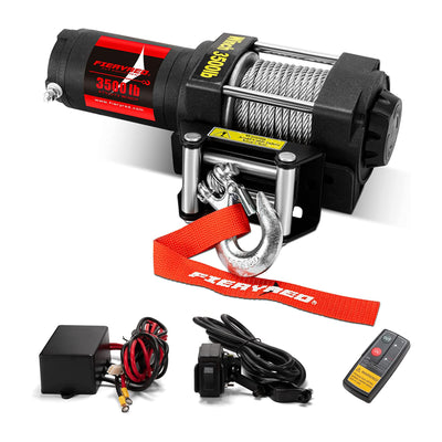 Fieryred 12 Volt 3,500 Pound Electric Steel Cable Winch Kit for UTV and ATV