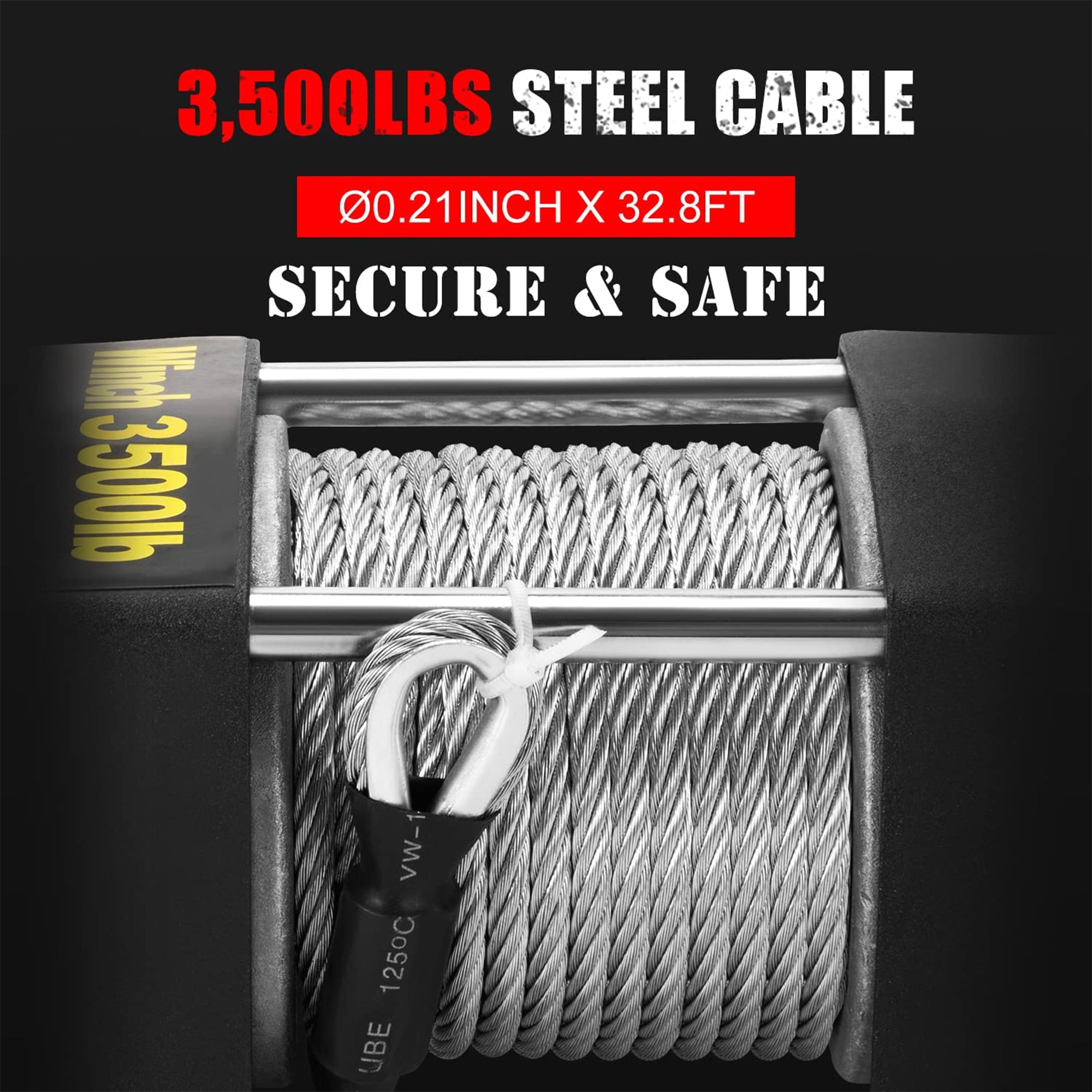Fieryred 12 Volt 3,500 Pound Electric Steel Cable Winch Kit for UTV and ATV