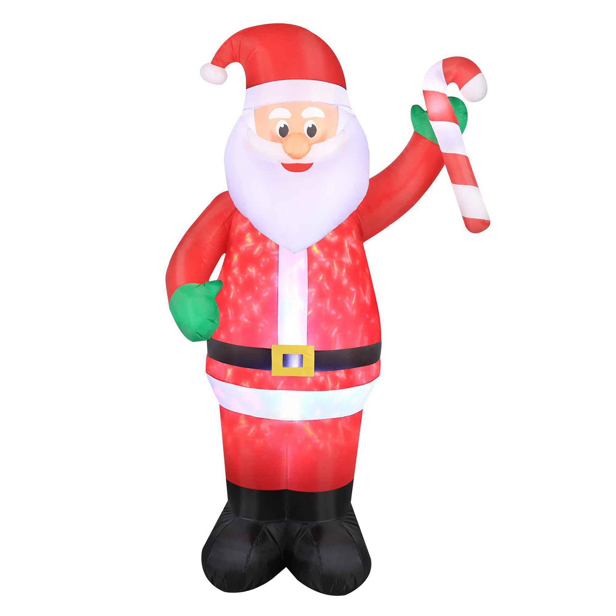 Occasions 7' Inflatable Swirling Lights Santa w/Candy Cane Yard Decoration(Used) - VMInnovations