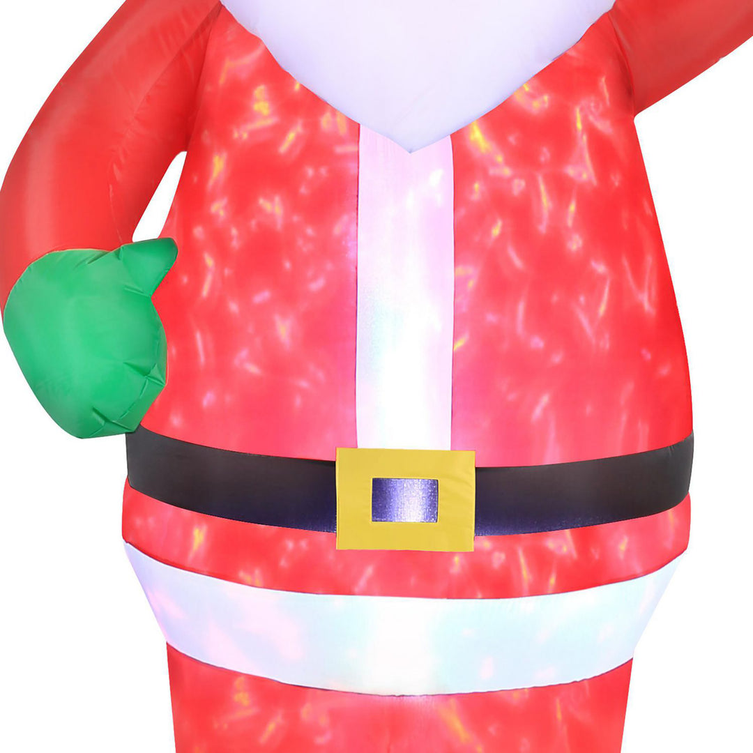 Occasions 7' Inflatable Swirling Lights Santa with Candy Cane Yard Decoration