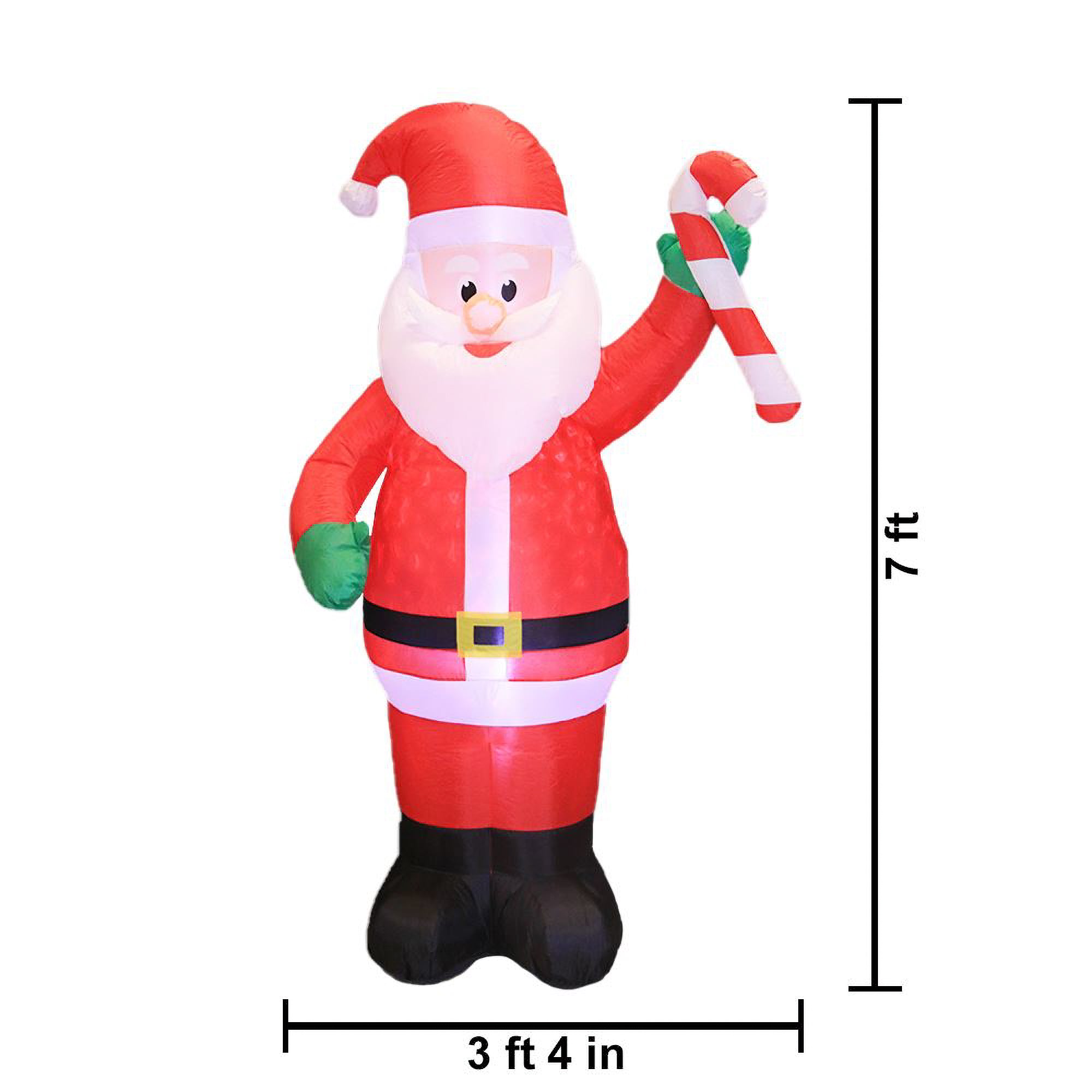 Occasions 7' Inflatable Swirling Lights Santa w/Candy Cane Yard Decoration(Used) - VMInnovations