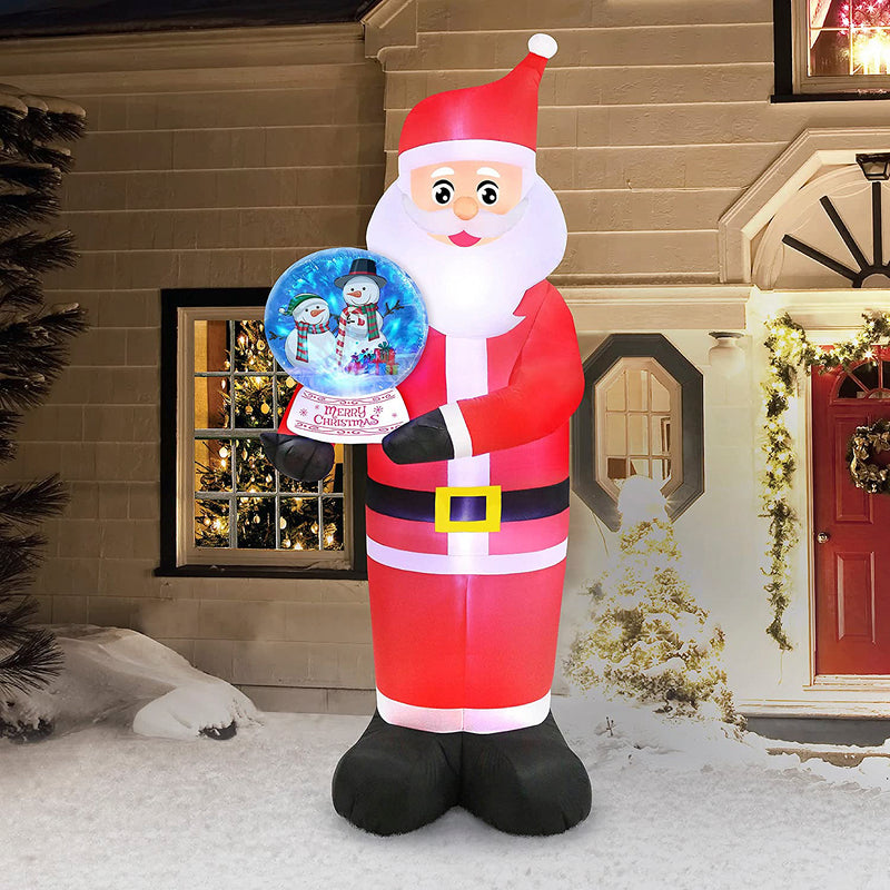 Occasions 8ft Inflatable Santa  w/Snow Globe Christmas Yard Decoration(Used)