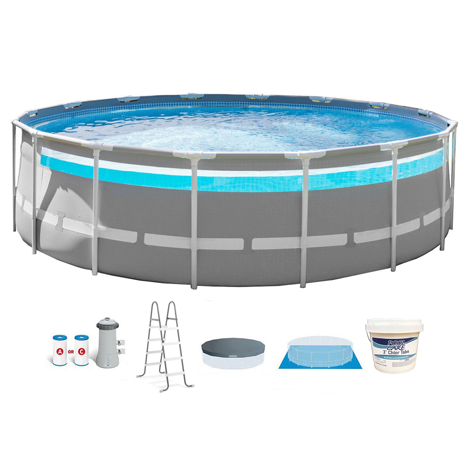 Intex 26729EH 16ft x 48in Prism Above Ground Swimming Pool Set w/ Chlorine Tabs