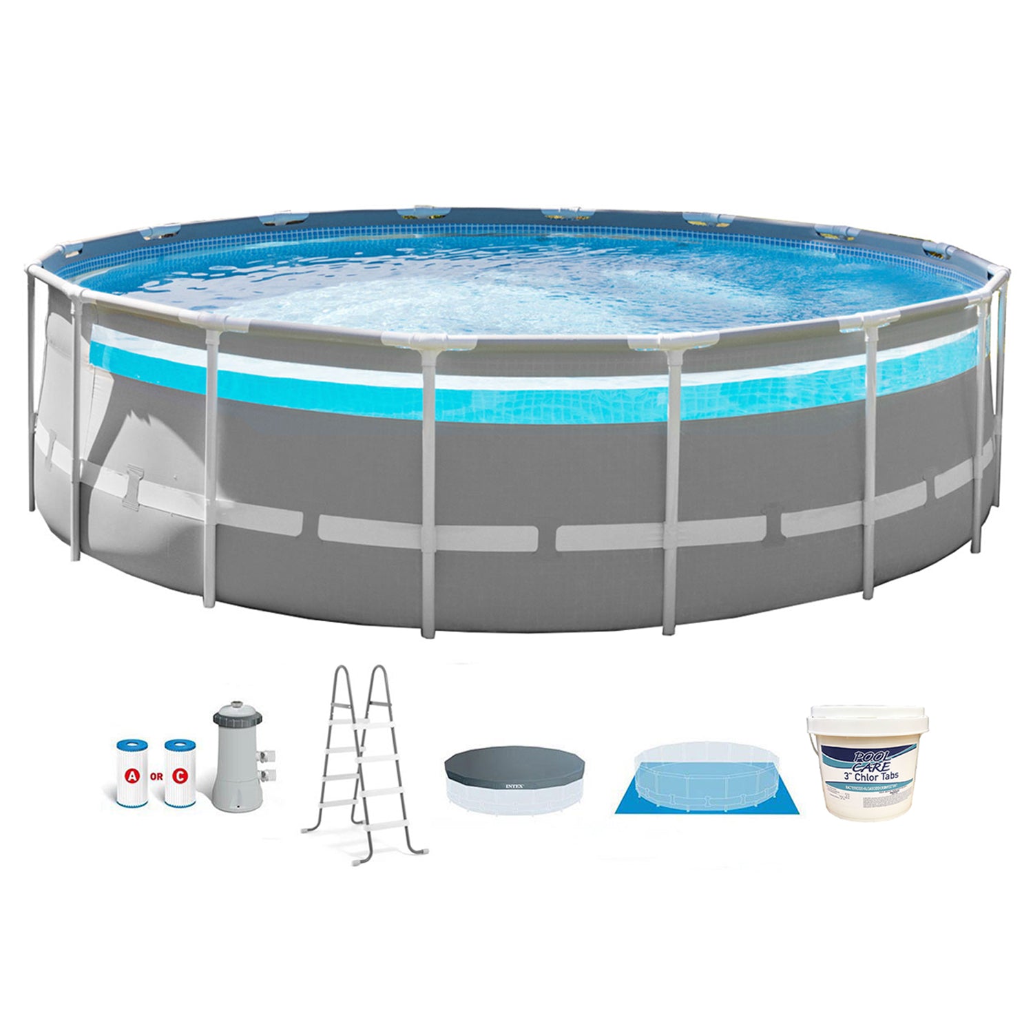 Intex 26729EH 16ft x 48in Prism Above Ground Swimming Pool Set w/ Chlorine Tabs - VMInnovations