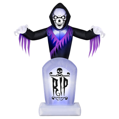 8 Ft LED Inflatable Halloween Grave and Grim Reaper Yard Decoration (Used)