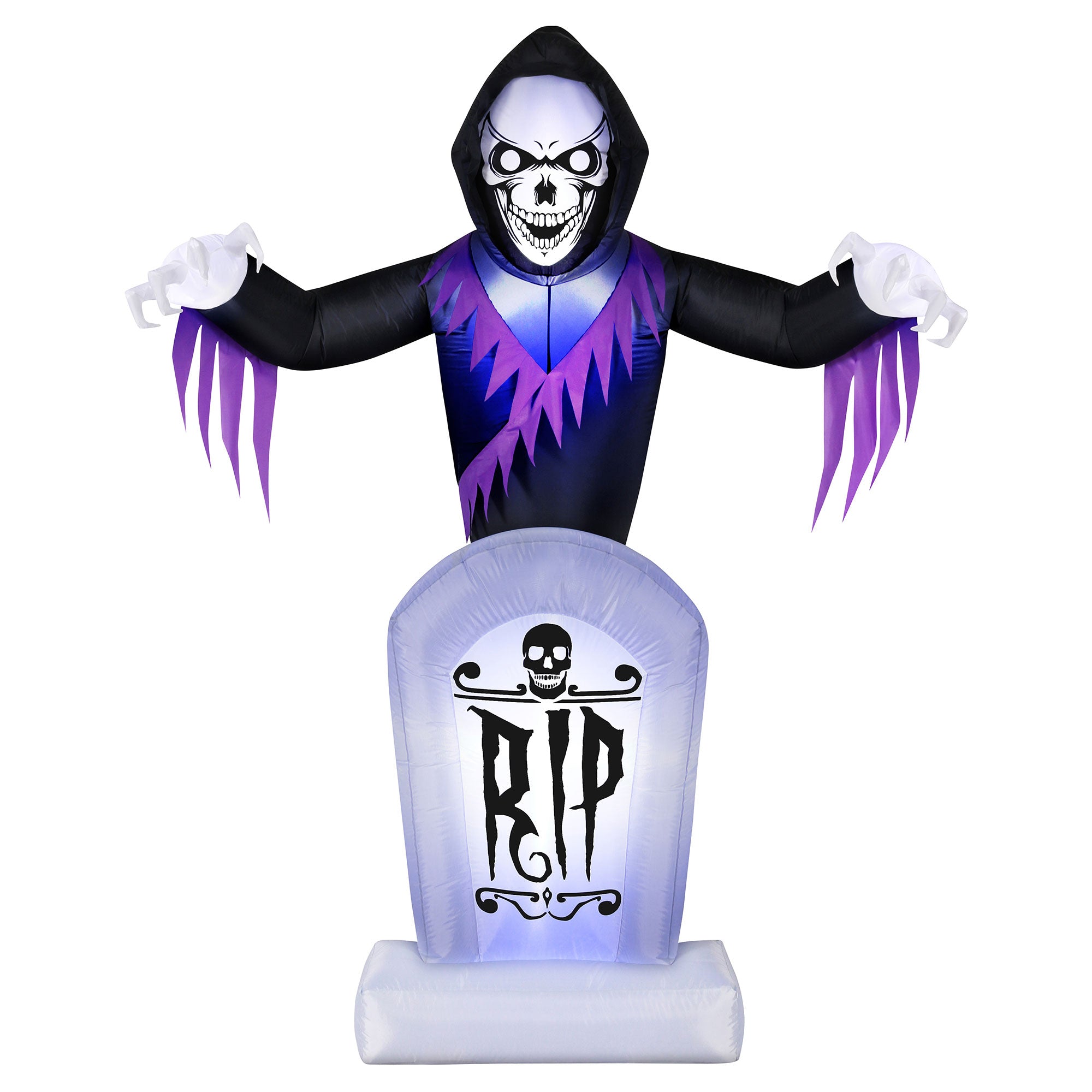 Occasions 8 Ft LED Halloween Grave and Grim Reaper Yard Decoration (Open Box) - VMInnovations