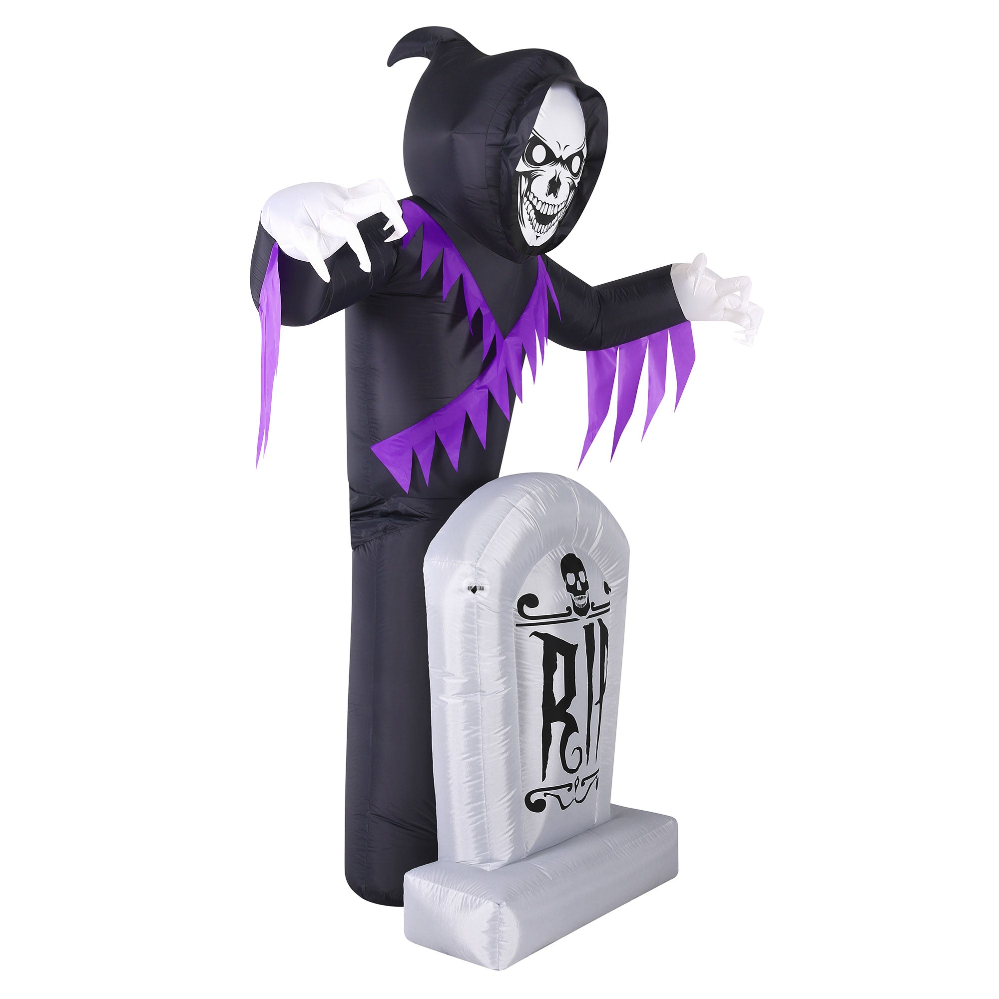 Occasions 8 Ft LED Halloween Grave and Grim Reaper Yard Decoration (Open Box) - VMInnovations