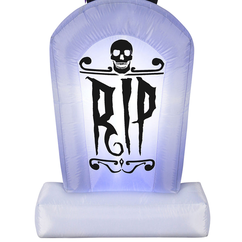 8 Ft LED Inflatable Halloween Grave and Grim Reaper Yard Decoration (Used)