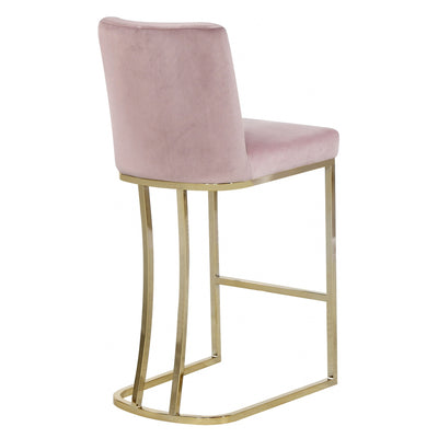 Meridian Furniture Heidi Modern Contemporary Plush Velvet Counter Stool, Pink