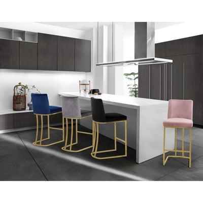 Meridian Furniture Heidi Modern Contemporary Plush Velvet Counter Stool, Pink