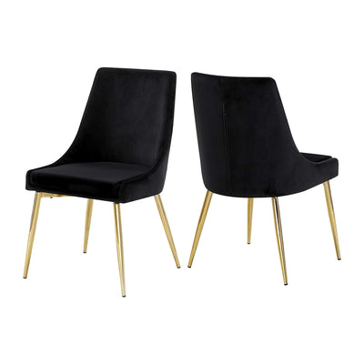 Meridian Furniture Contemporary Velvet Dining Chairs, Black (Set of 2) (Used) - VMInnovations