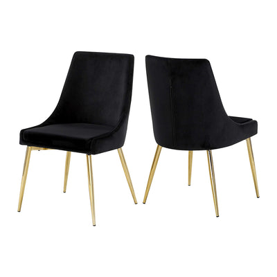 Meridian Furniture Contemporary Velvet Dining Chairs, Black (Set of 2) (Used)
