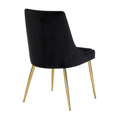 Meridian Furniture Contemporary Velvet Dining Chairs, Black (Set of 2) (Used) - VMInnovations