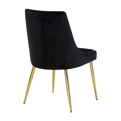 Meridian Furniture Contemporary Velvet Dining Chairs, Black (Set of 2) (Used)