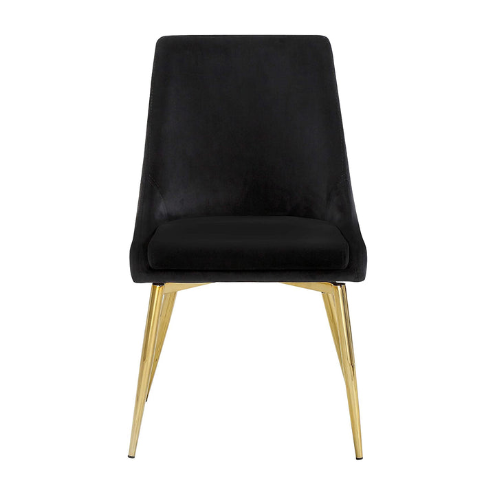 Meridian Furniture Contemporary Velvet Dining Chairs, Black (Set of 2) (Used)