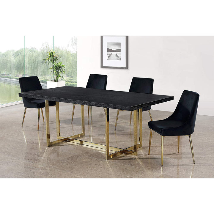 Meridian Furniture Contemporary Velvet Dining Chairs, Black (Set of 2) (Used)