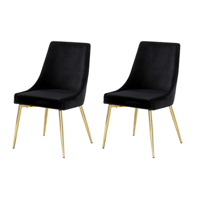 Meridian Furniture Contemporary Velvet Dining Chairs, Black (Set of 2) (Used) - VMInnovations