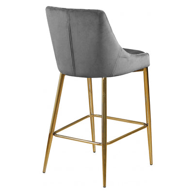 Meridian Furniture Karina Contemporary Velvet Counter Stool, Grey (Set of 2)