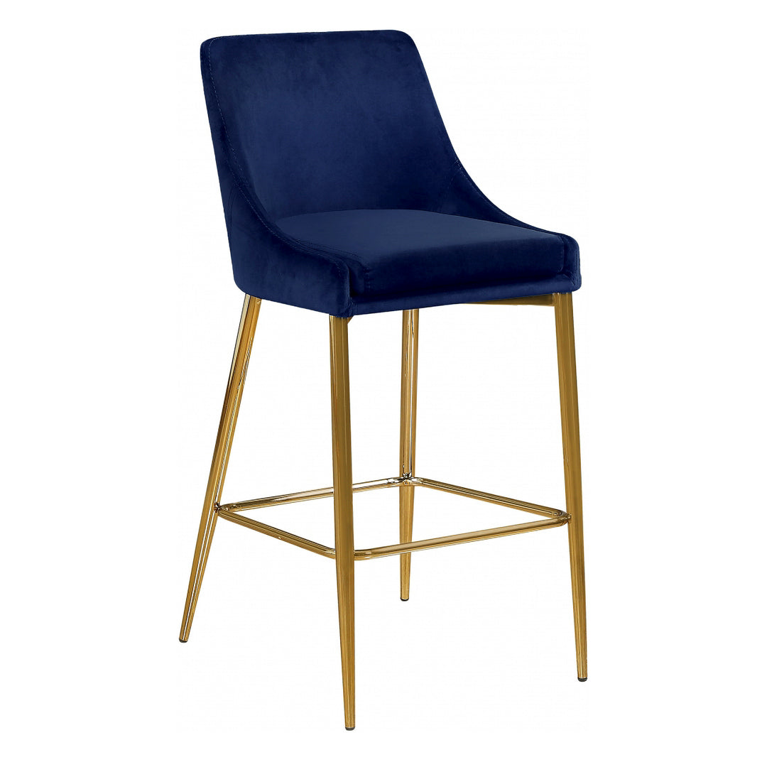 Meridian Furniture Karina Contemporary Velvet Stool, Navy (Set of 2)(For Parts)