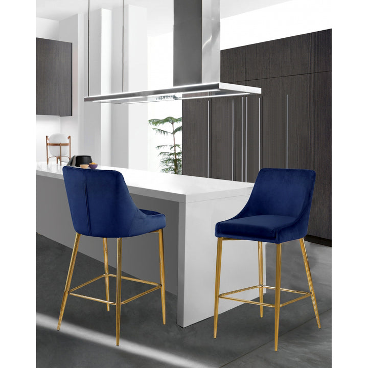 Meridian Furniture Karina Contemporary Velvet Stool, Navy (Set of 2)(For Parts)