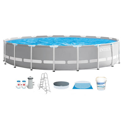 Intex 18ft x 48in Frame Above Ground Swimming Pool Set w/ Pump & Chlorine Tabs