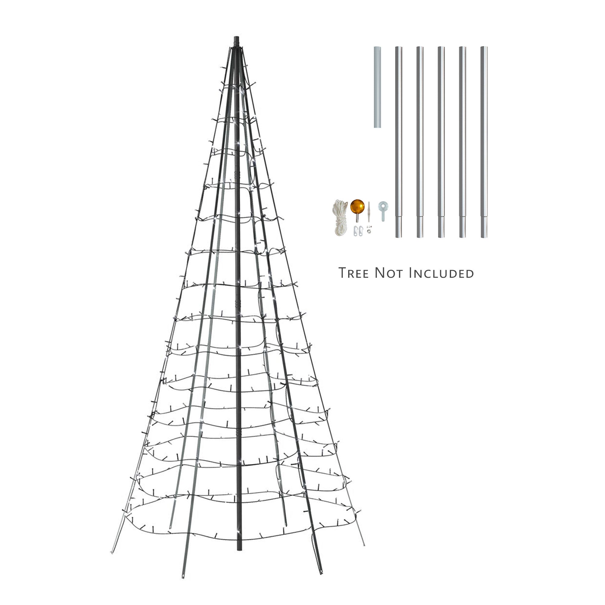 Twinkly Light Tree App-control Pole Christmas Tree 1000 RGB+W 19.7-Ft, Gray Pole