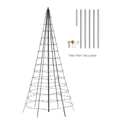 Twinkly Light Tree App-control Pole Christmas Tree 1000 RGB+W 19.7-Ft, Gray Pole