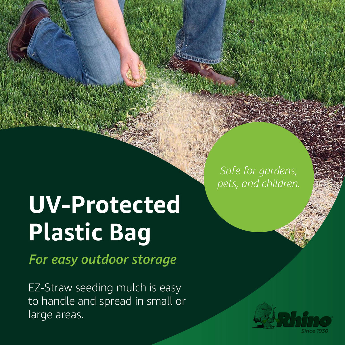 EZ Straw by Rhino Seed 2.5 cu. ft. 500 sq. ft. Seeding Mulch Bale w/Tack, 2 Pack