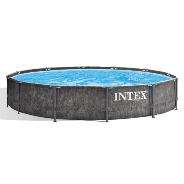 Intex 12' x 30" Greywood Prism Steel Frame Premium Pool Set with Filter & Canopy