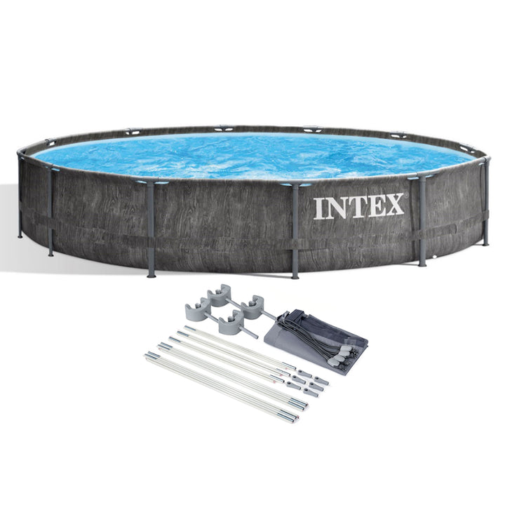 Intex 12' x 30" Greywood Prism Steel Frame Premium Pool Set with Filter & Canopy