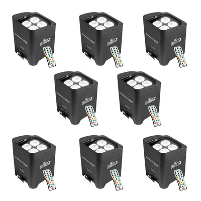 CHAUVET DJ Freedom Par Quad 4 Battery LED Wash Light Effect w/ Remote (8 Pack)