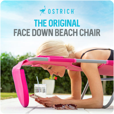 Ostrich The Altitude 3N1 High Back Outdoor Beach Lounge Chair w/Footrest, Pink