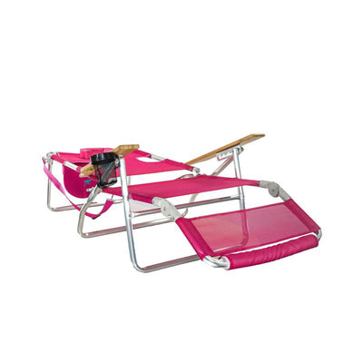 Ostrich The Altitude 3N1 High Back Outdoor Beach Lounge Chair w/Footrest, Pink