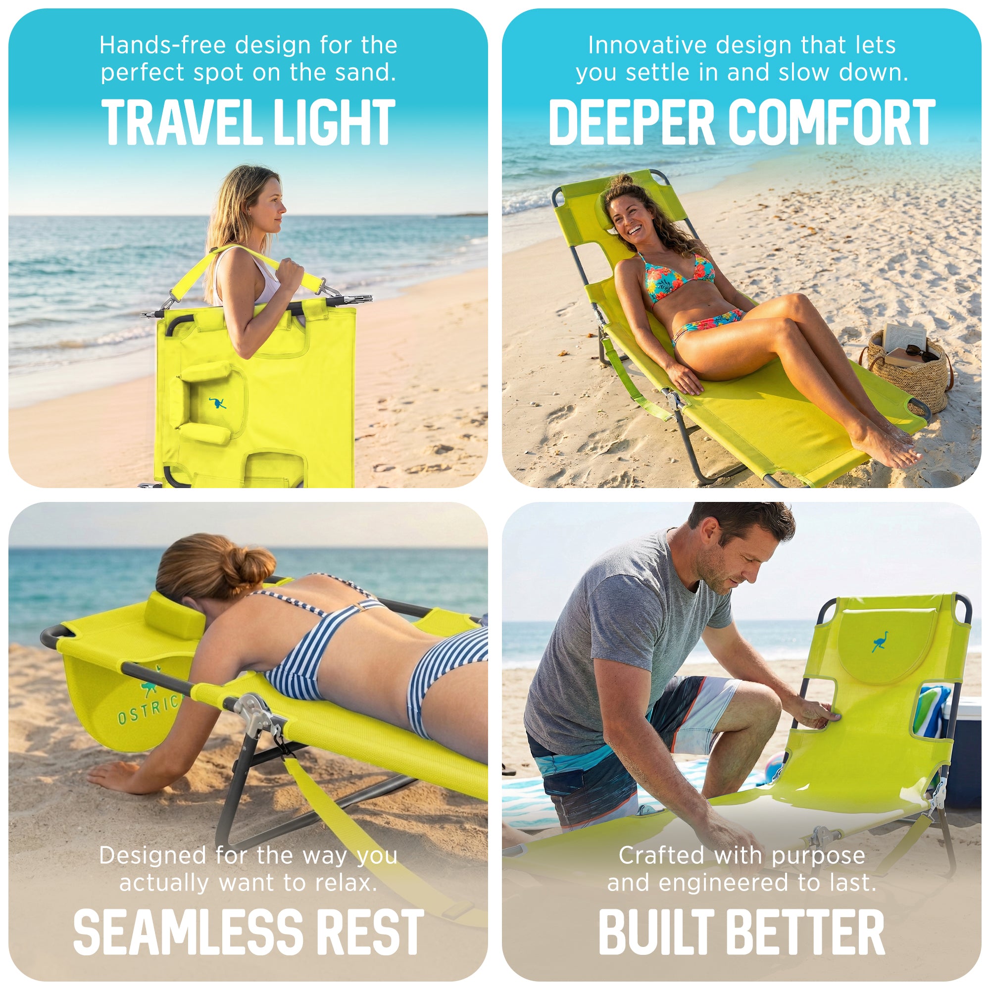 Ostrich Chaise Lounge Folding Portable Pool Beach Chair (For Parts) - VMInnovations