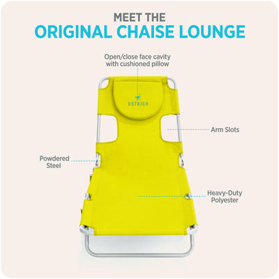 Ostrich The Original Chaise Lounge Portable Beach Chair & Custom Fitted Towel