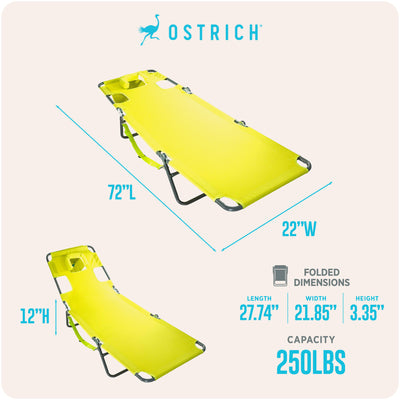 Ostrich The Original Chaise Lounge Portable Beach Chair & Custom Fitted Towel