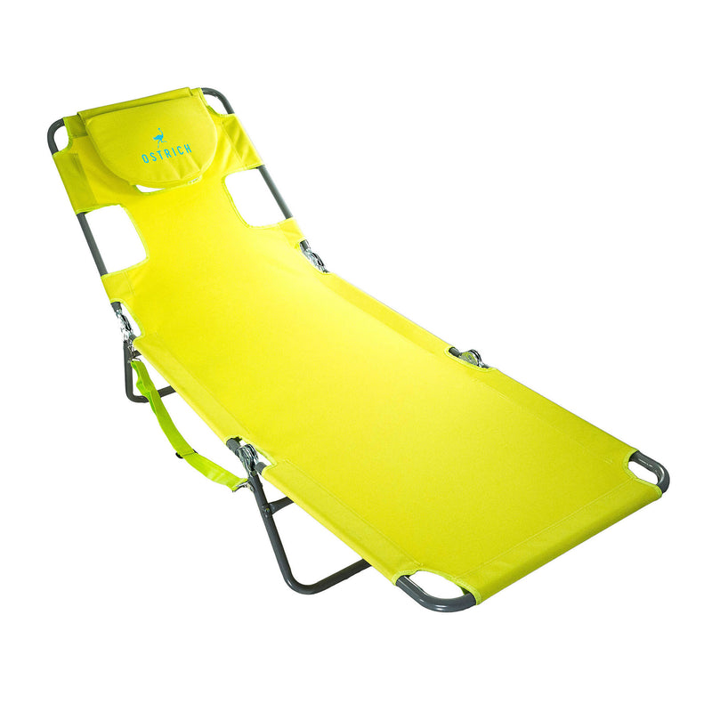 Ostrich Chaise Lounge, Facedown Beach Camping Pool Tanning Chair, Lime Green