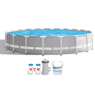 Intex 20ft x 52in Prism Frame Above Ground Swimming Pool w/ Pump & Chlorine Tabs