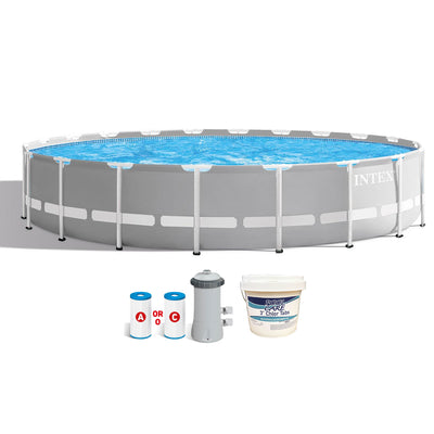 Intex 20ft x 52in Prism Frame Above Ground Swimming Pool w/ Pump & Chlorine Tabs