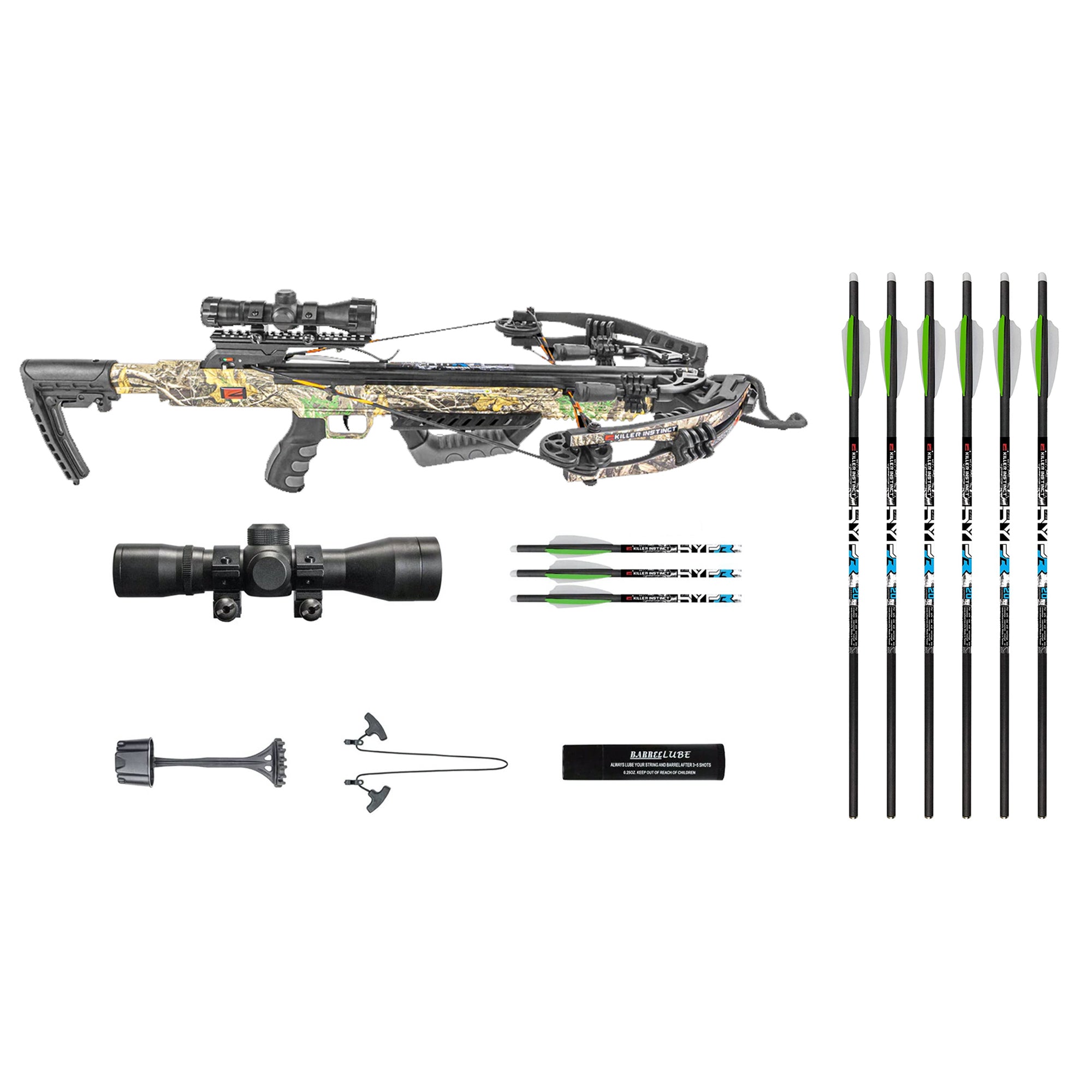 Killer Instinct Burner 415 Hunting Crossbow  & 6 Pack 20" Carbon Crossbow Bolts - VMInnovations