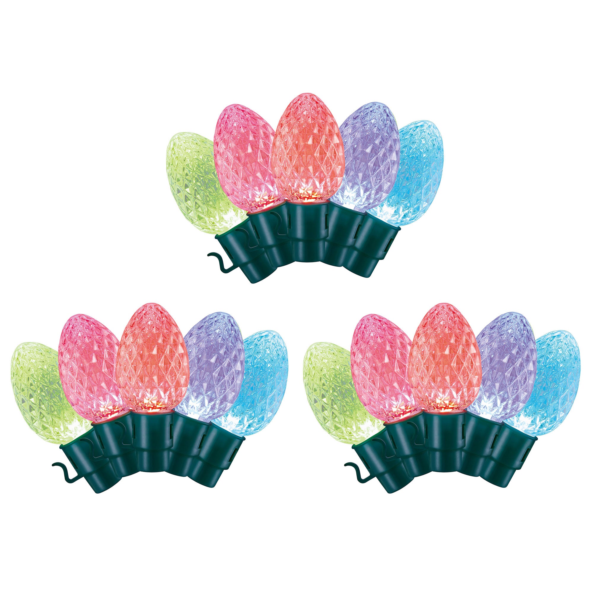 Lumations Twinkly App Control C12 Faceted Lights, 20 Bulbs, Multi Color (3 Pack)